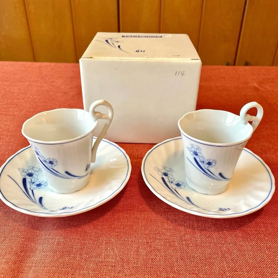 Blue Orchid Cups & Saucers by Tachikichi