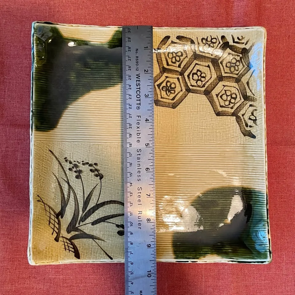 Vintage Japanese “Oribe” Square Serving Plate image indicator(5)