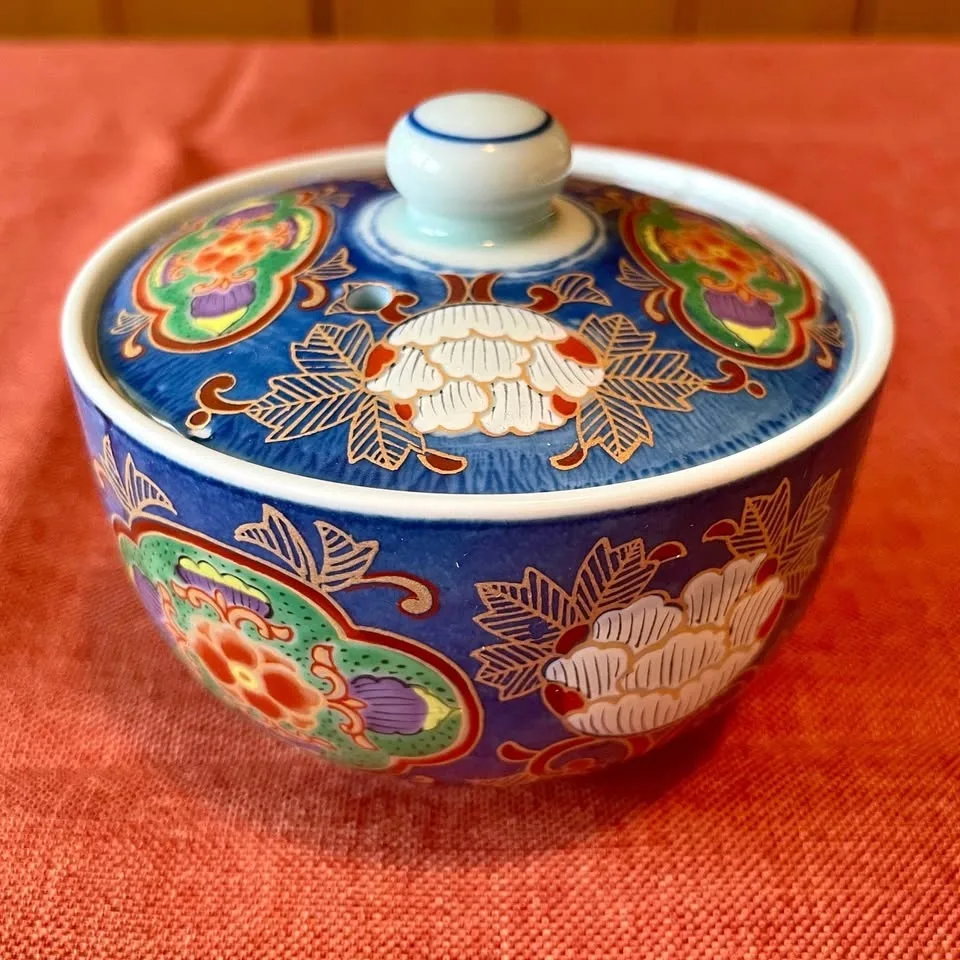 Colorful Arita-ware Lidded Bowl - Vintage