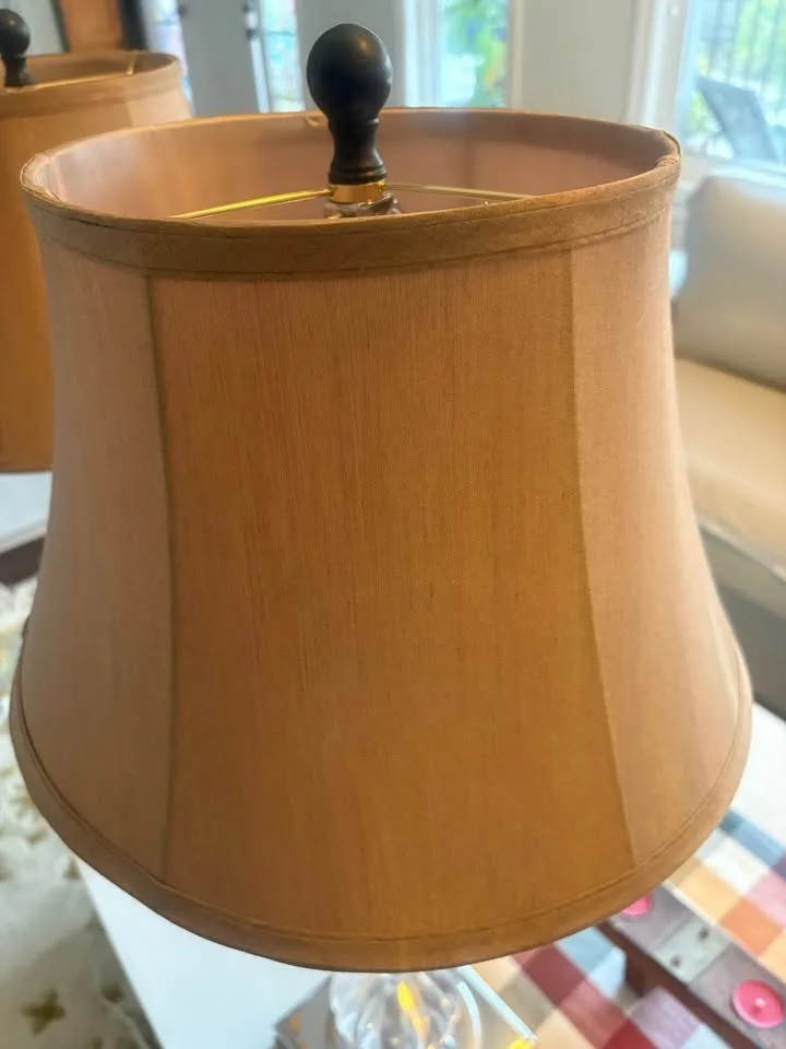 Pair of lamps with dark gold fabric shades image indicator(6)