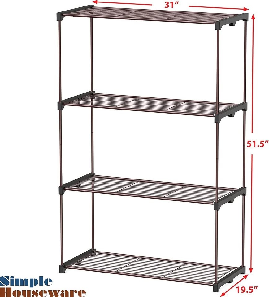 SimpleHouseware 4-Tier Metal Shelving Unit - Bronze - photo 4