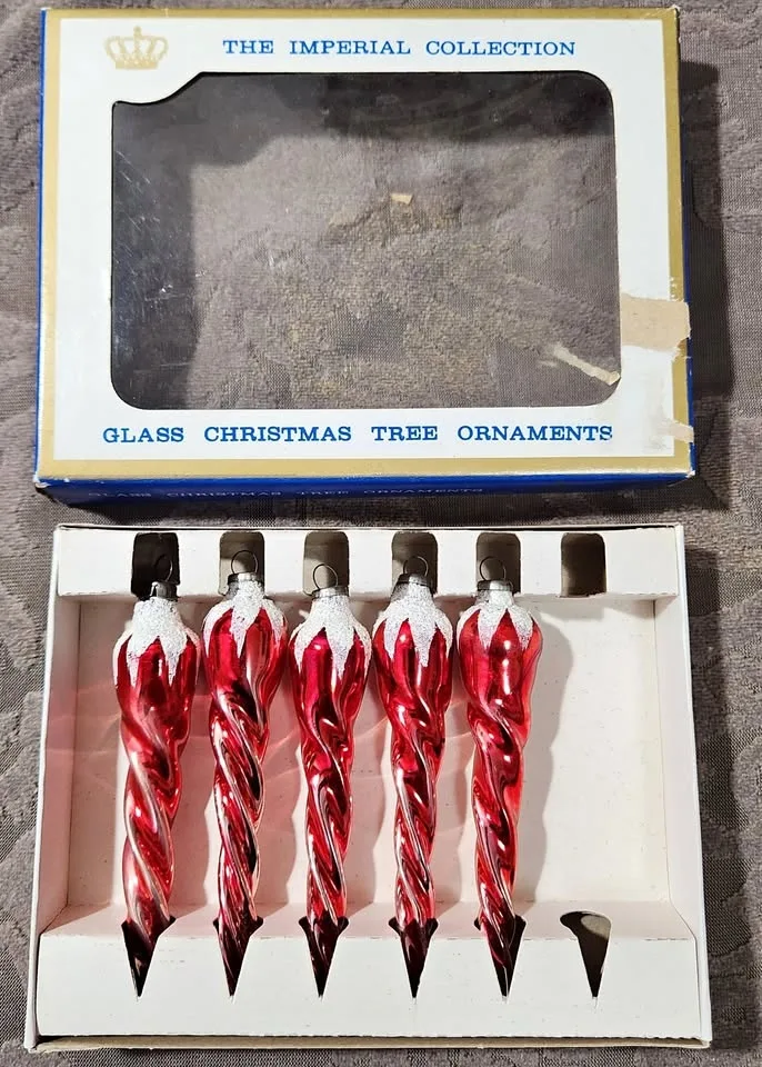 Vintage Glass Christmas Ornaments 1960s - Made in Japan