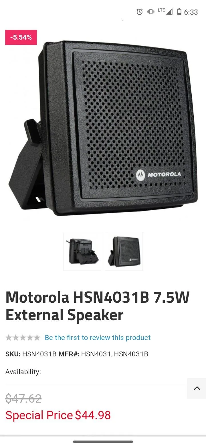 Motorola HSN4031B 7.5W External Speaker