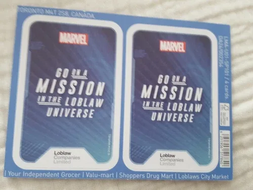Loblaws Marvel Trading Cards 4/pack New, Unopened