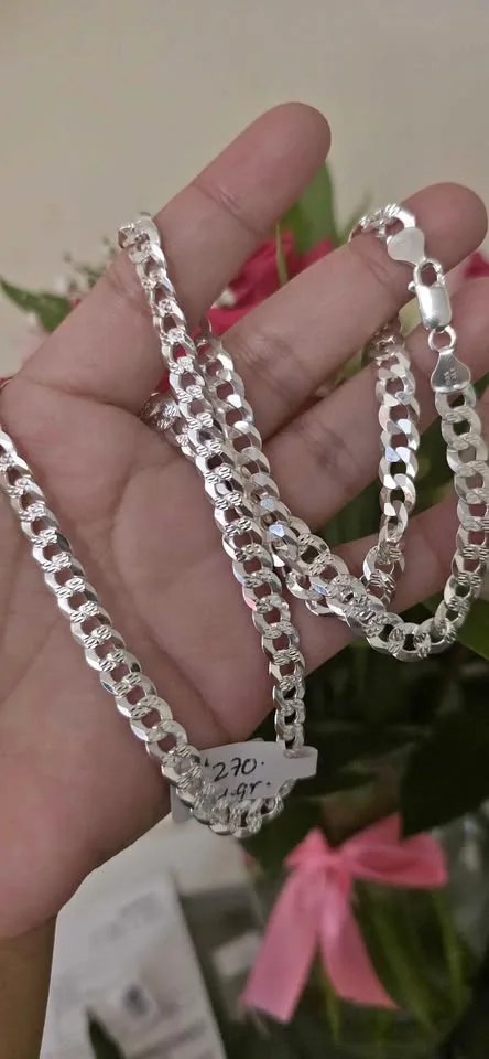 Silver 💯 cadena corte brillo 7mm y 24inch