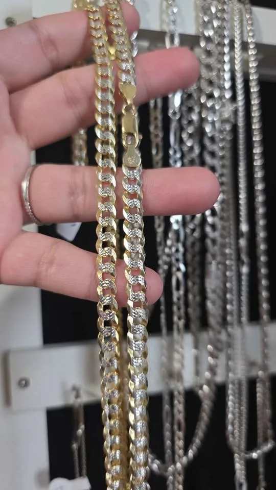 Cadena de plata italiana dos tonos 26inch 7mm