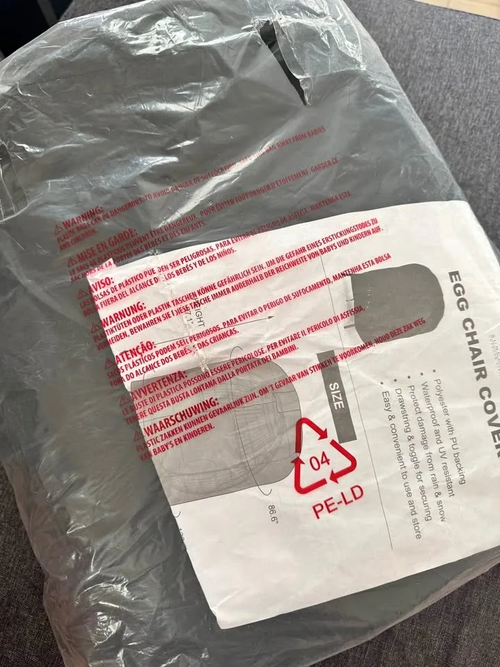 Lawn Egg Chair Cover, Patio Furniture Cover, Medium Size, Black