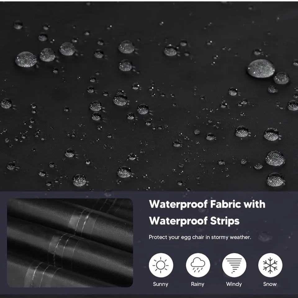 Lawn Egg Chair Cover, Patio Furniture Cover, Medium Size, Black image indicator(4)