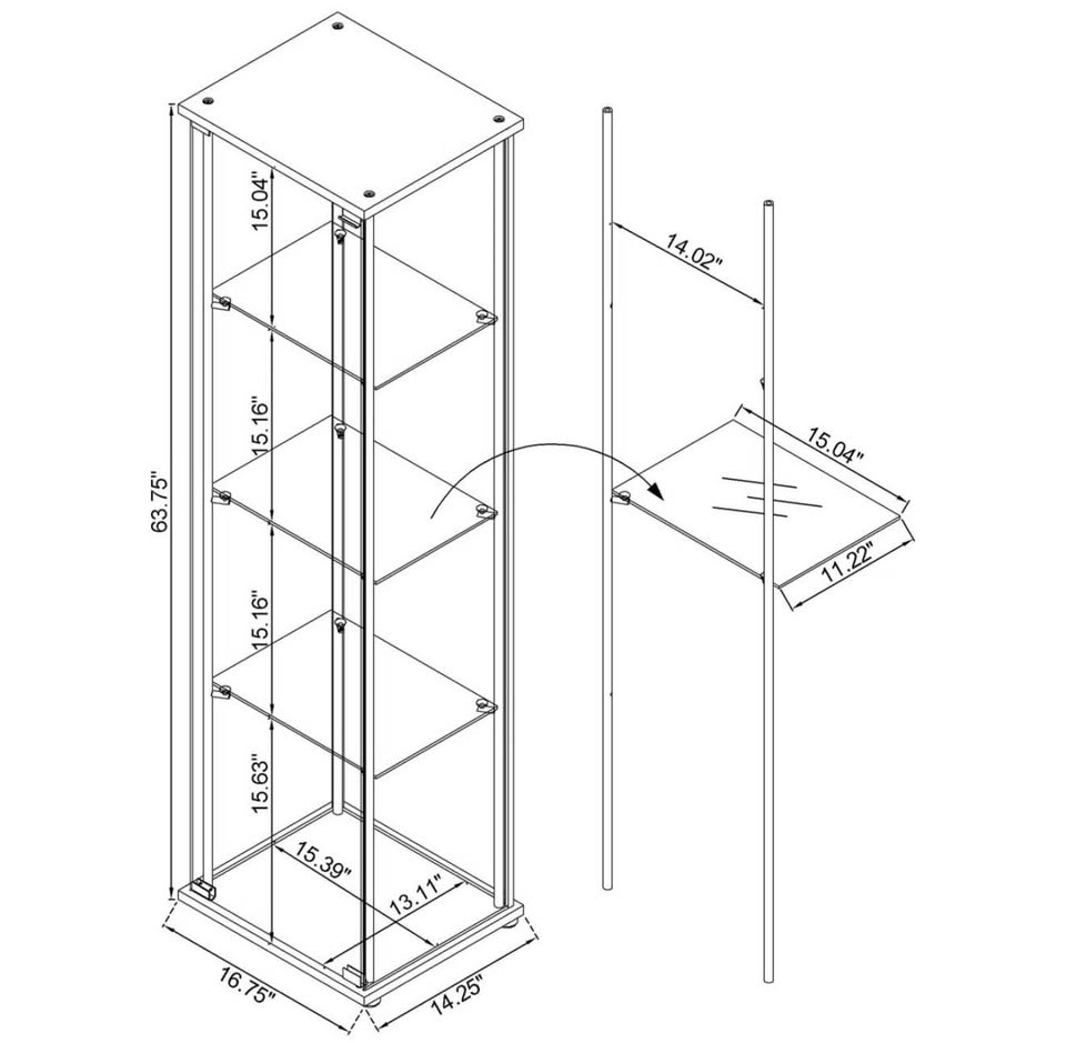 4-TIER MODERN CURIO DISPLAY CABINET - photo 4