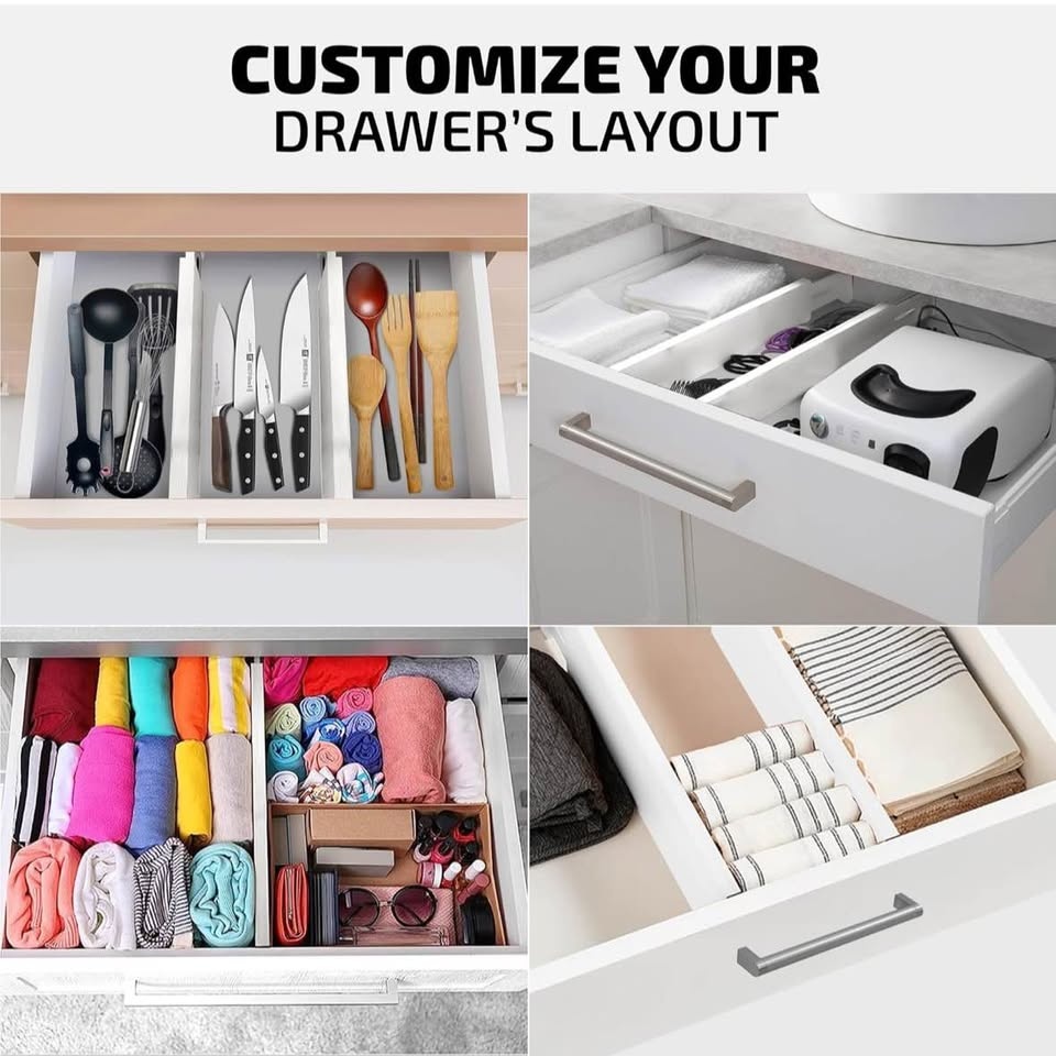 4 pcs Bamboo Drawer Dividers, White Kitchen Bedroom Organizer - photo 4