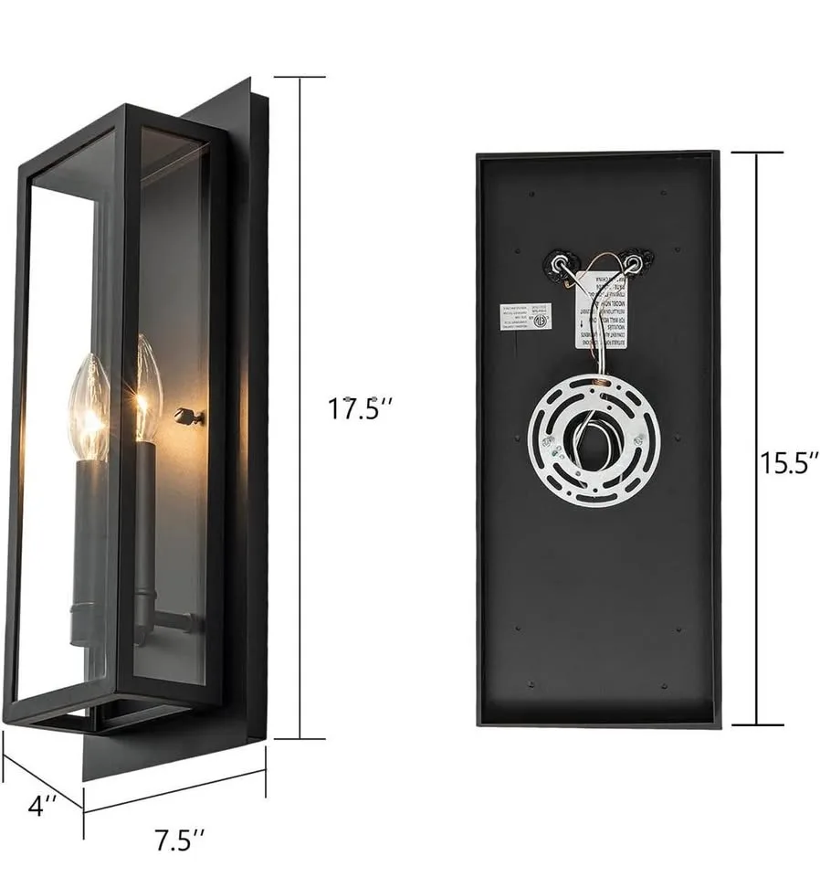 Modern Outdoor Wall Sconce, Black Large Exterior Porch Light image indicator(10)