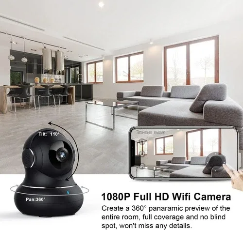 Crzwok 360° Pet Camera w/ Phone App, 1080P, WiFi image indicator(2)