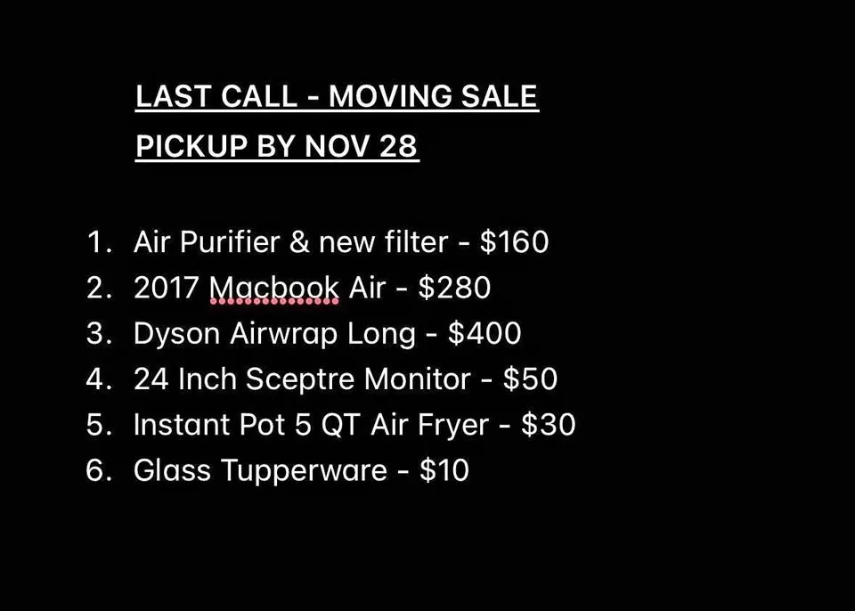 LAST CALL - Air Purifier, Macbook, Dyson, Air Fryer