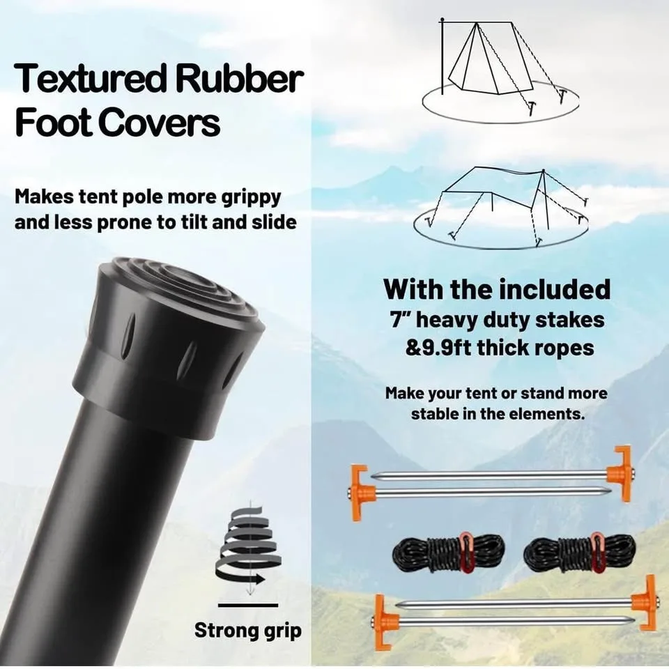 Tarp Poles Heavy Duty Adjustable, 8.7FT Tent Pole Set image indicator(8)