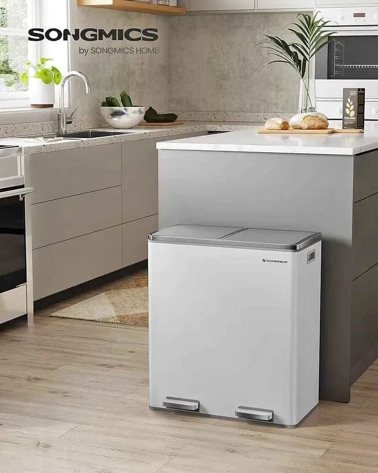 SONGMICS Trash Can, 2 x 8 Gallon Garbage Can