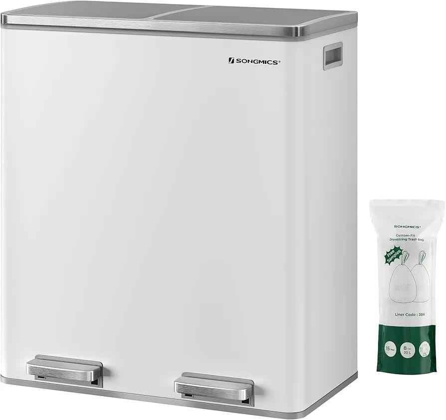 SONGMICS Trash Can, 2 x 8 Gallon Garbage Can - photo 2