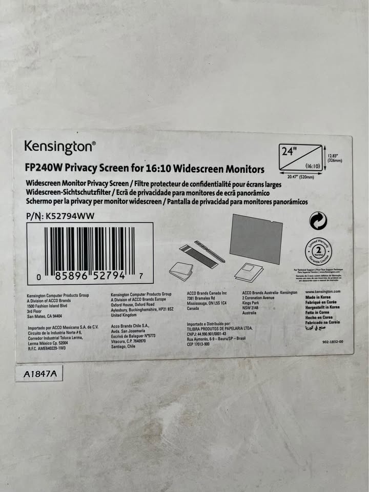 Kensington Privacy Screen 24-inch Widescreen Monitors