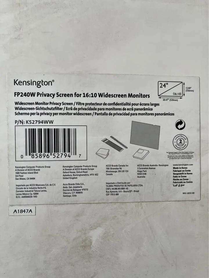Kensington Privacy Screen 24-inch Widescreen Monitors