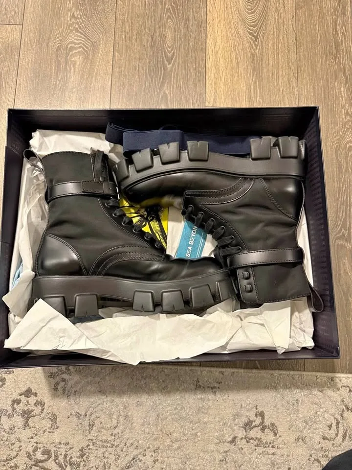 Prada Monolith boots with pouch (9.5)