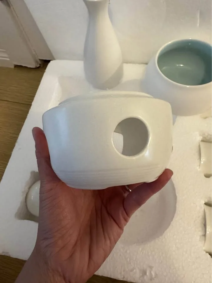 White Ceramic Sake Set with Warmer Pot, Gift Set image indicator(6)