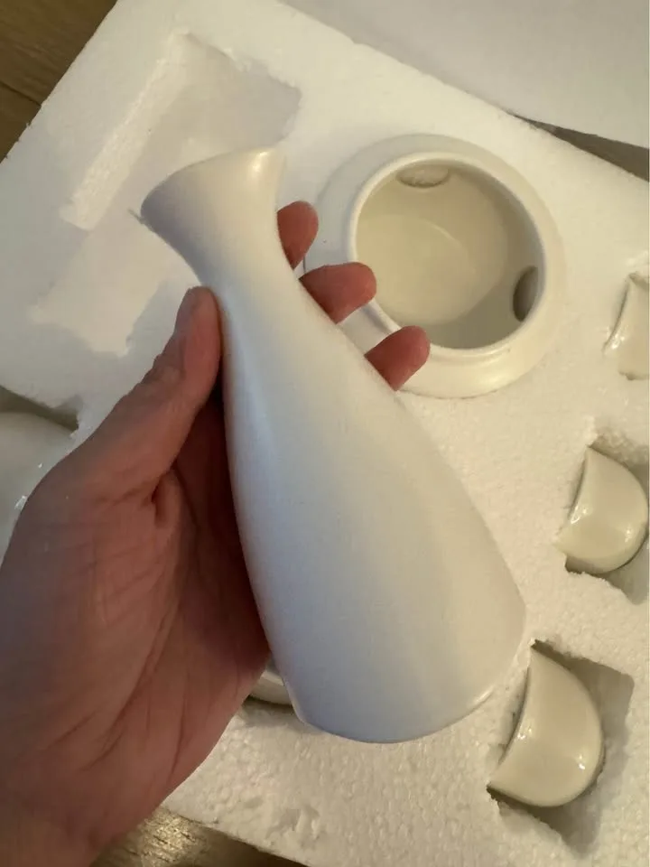 White Ceramic Sake Set with Warmer Pot, Gift Set image indicator(8)