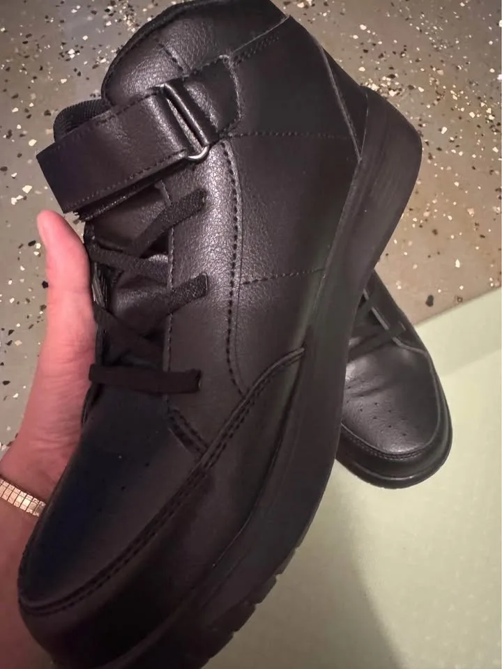 Black Sneakers, Unisex, High Top Casual Shoes size 7.5 image indicator(4)