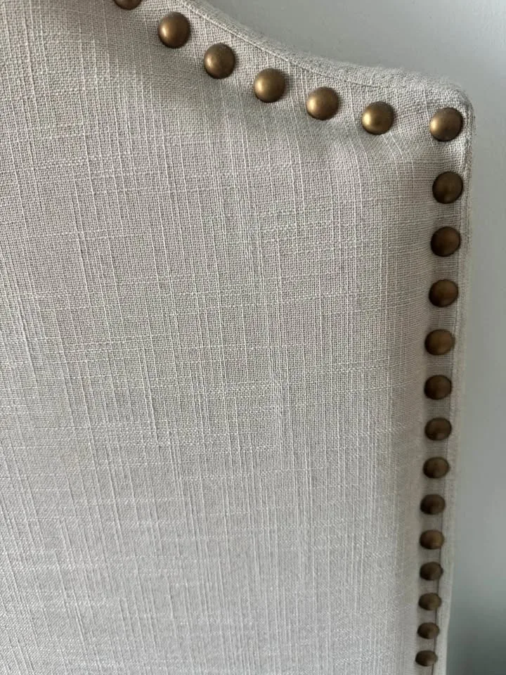 Alcott Hill Cream Stud Queen Size Bed Frame image indicator(3)