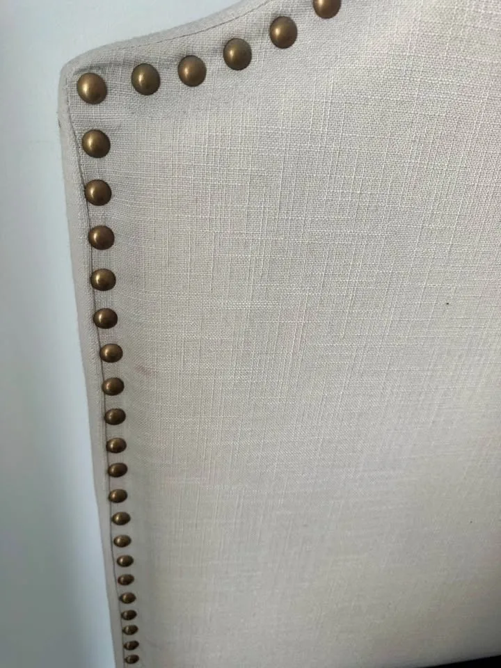 Alcott Hill Cream Stud Queen Size Bed Frame image indicator(5)