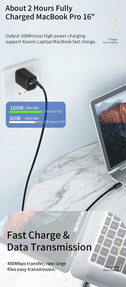 Essager Type C to C 100W Fast Charge Cable image indicator(7)