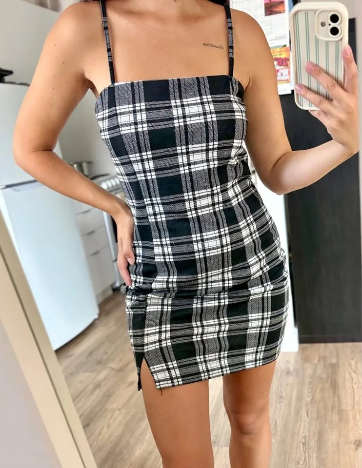 Black and white Plaid Forever21 Dress