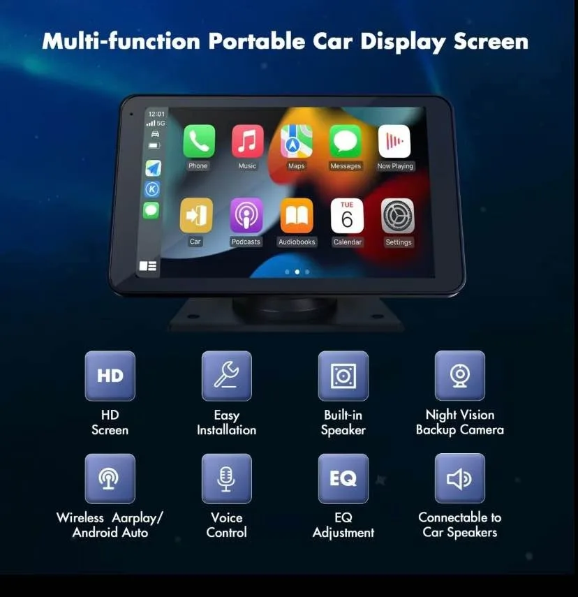 Hieha 2026 Wireless Portable CarPlay Android Auto image indicator(7)