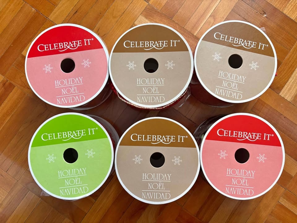 Lot of 6 Celebrate It Wired Edge Ribbon Spools – NEW