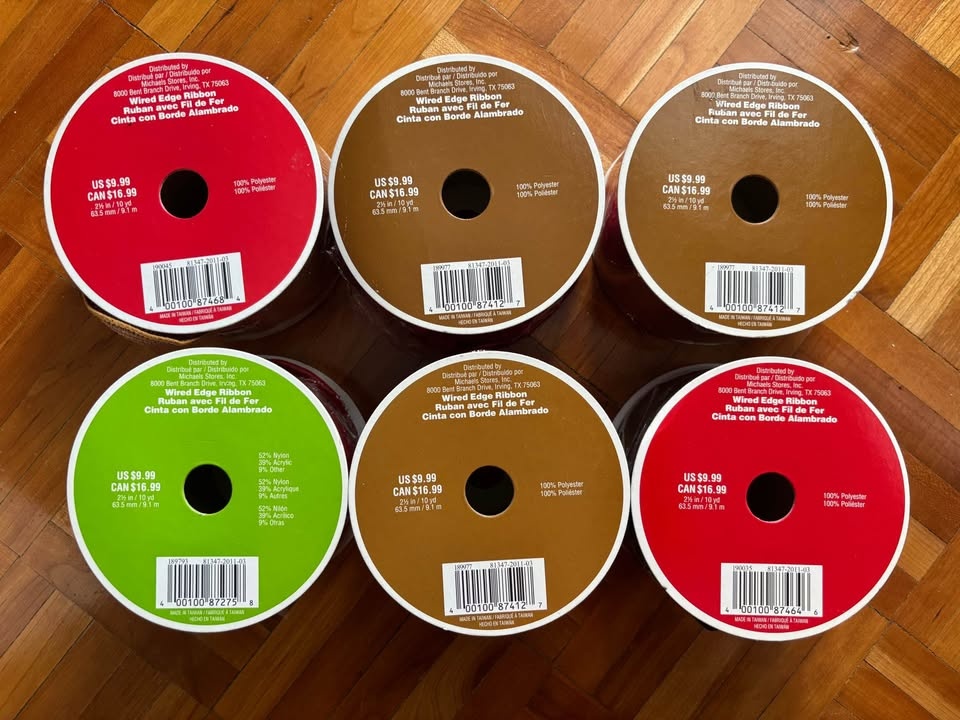 Lot of 6 Celebrate It Wired Edge Ribbon Spools – NEW - photo 2