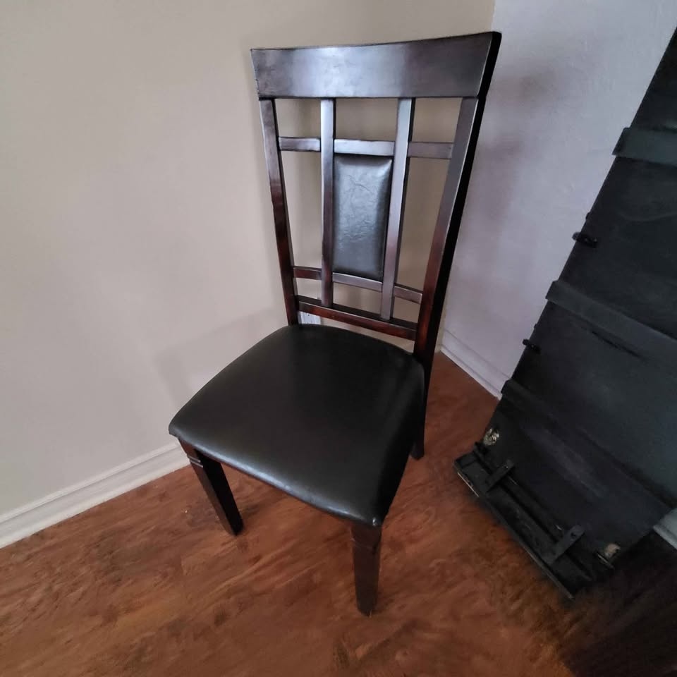 Set of 3 Brown Dining Chairs – Solid Wood Frame - photo 2