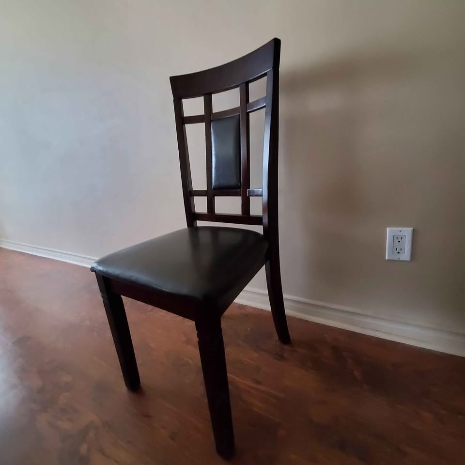 Set of 3 Brown Dining Chairs – Solid Wood Frame - photo 3
