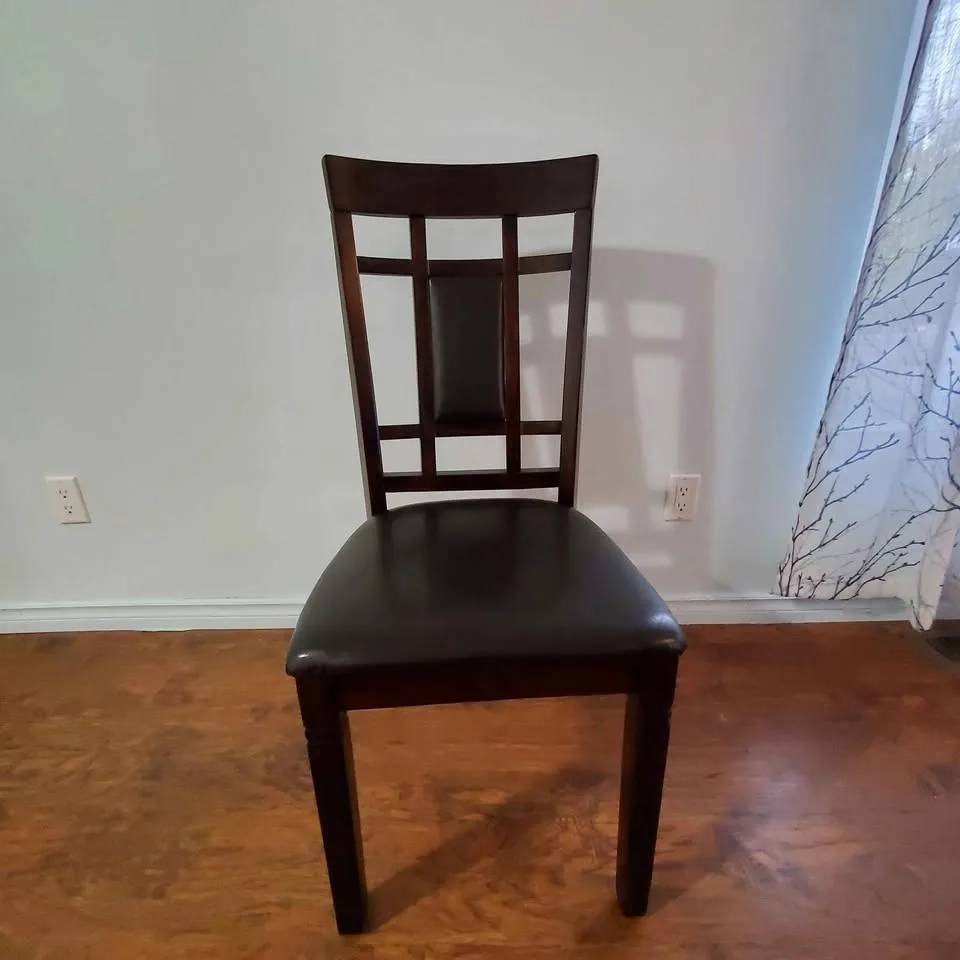 Set of 3 Brown Dining Chairs – Solid Wood Frame image indicator(5)