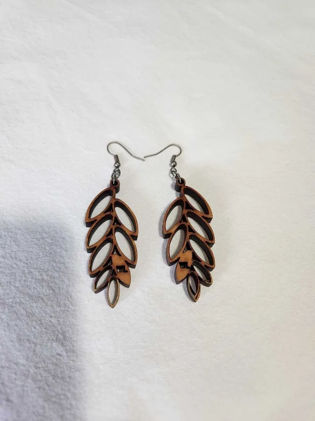 Wooden Leaf Earrings