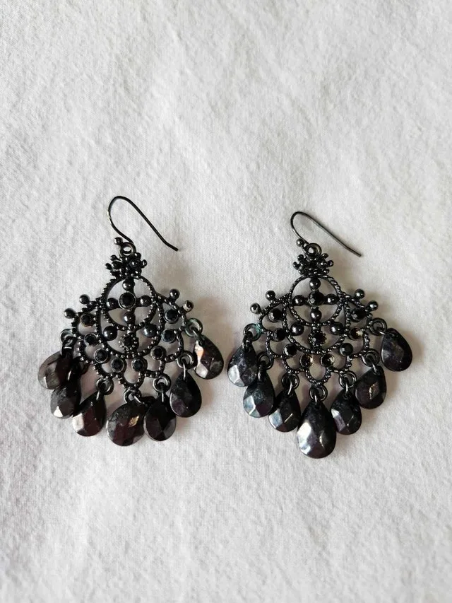 Black chandelier earrings