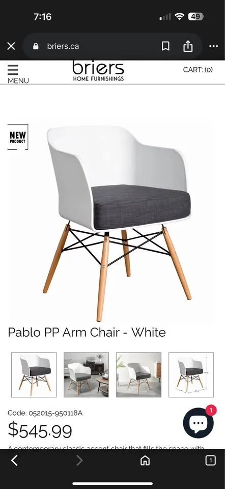 2 Arm Chairs / Dining Chairs BRIERS PABLO PP ORIGINALLY $600+ Ea