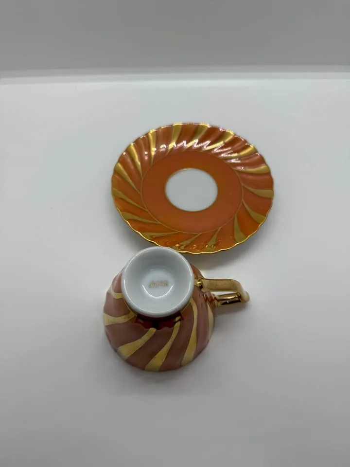 Small Porcelain Japan lusterware Teacup and Saucer set image indicator(2)