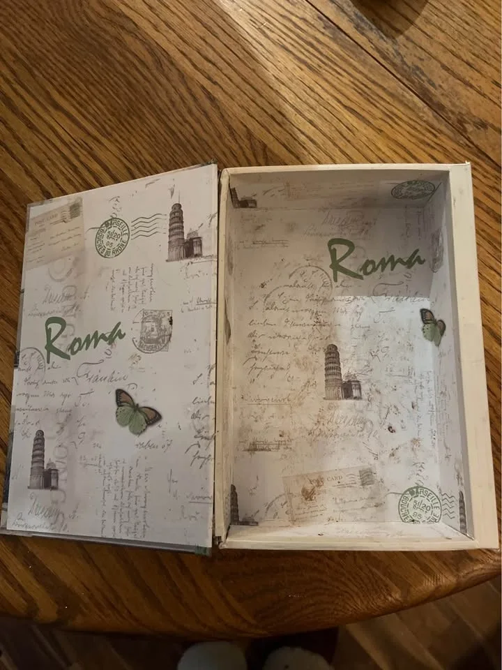 Roma Book-Style Storage Box – Vintage Travel Theme image indicator(2)