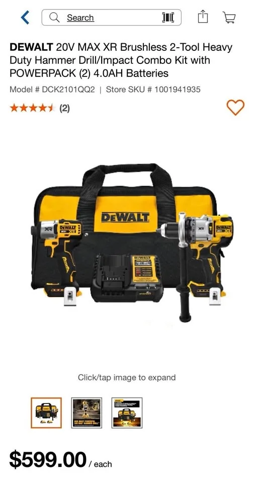 🔧 DeWALT Tool Bundle – Hammer Drill, Impact Driver, Batteries &