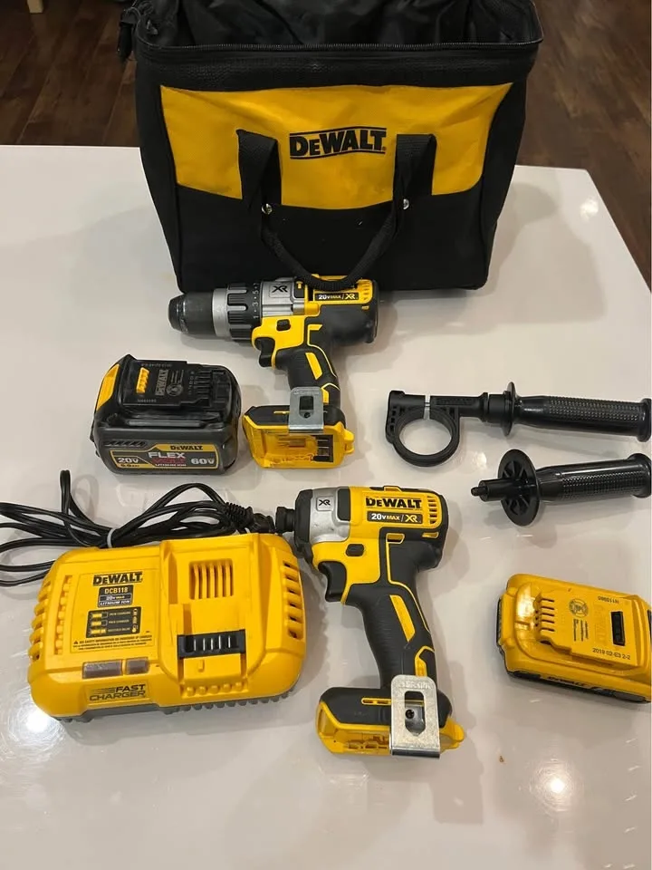 🔧 DeWALT Tool Bundle – Hammer Drill, Impact Driver, Batteries & image indicator(7)