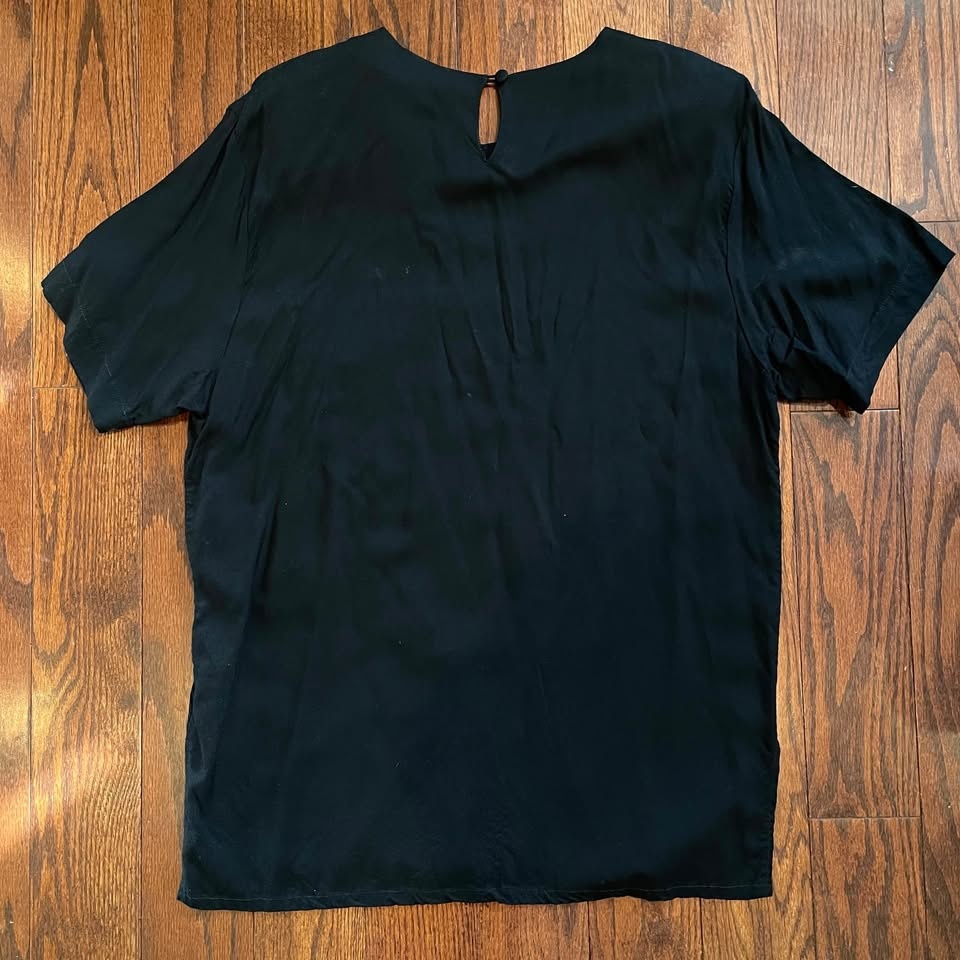 80s M-L Floral Black & White Top Shoulder Padded - photo 4