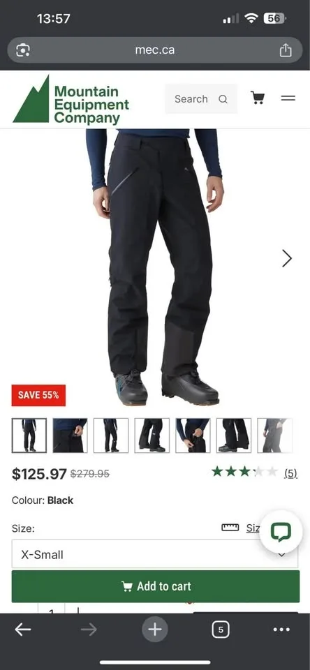 Snow board or ski panth MEC size M FREE Belt image indicator(5)