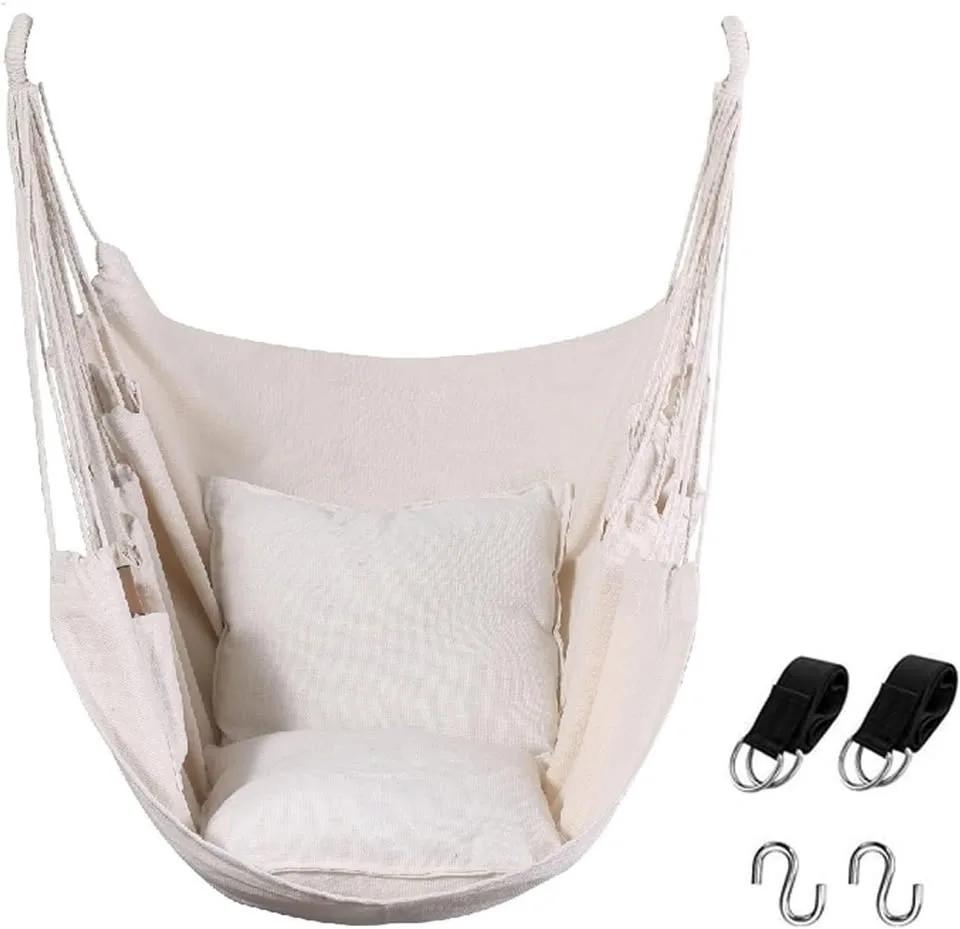 Hammock Swing Without Pillows, Hanging Chair (Beige) AS IS image indicator(3)