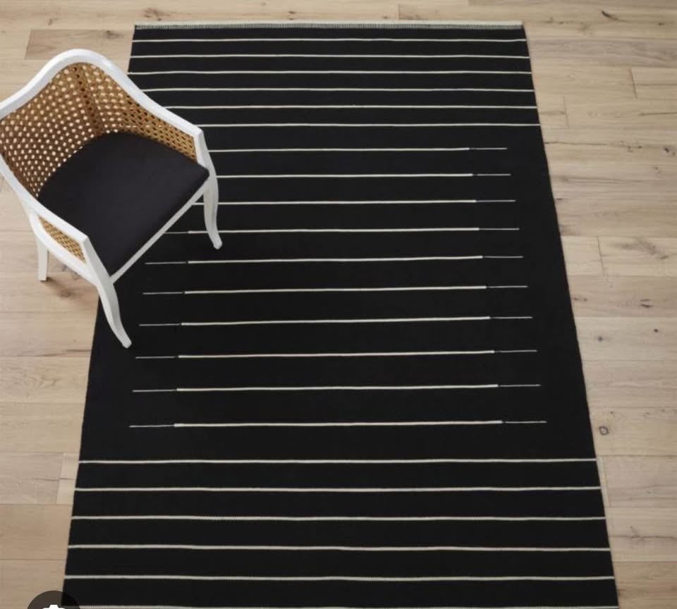 CB2 Black and White Stripe Rug - photo 2