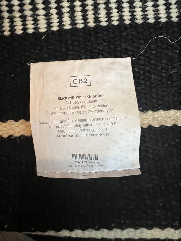 CB2 Black and White Stripe Rug - photo 5