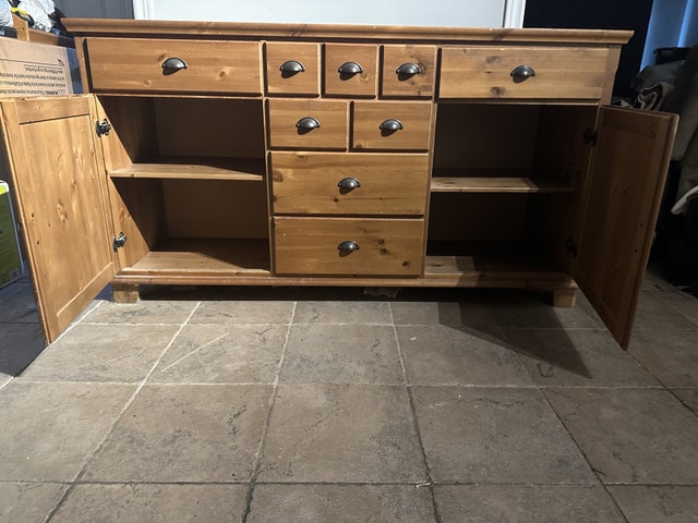 Solid Wood Cabinet with Cupboards & Drawers