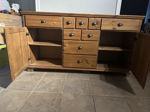 Solid Wood Cabinet with Cupboards & Drawers - photo 4